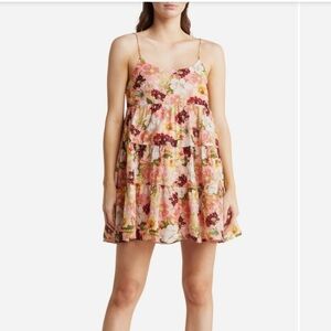 Alice + Olivia Pink Floral Tiered Mini Skirt